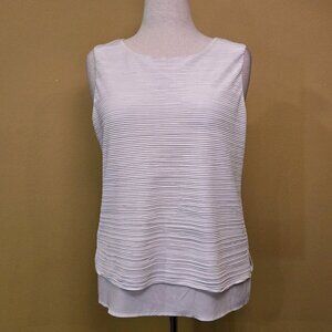 Calvin Klein Suits Womens Ivory Striped Textured Sleeveless Top Medium White NWT